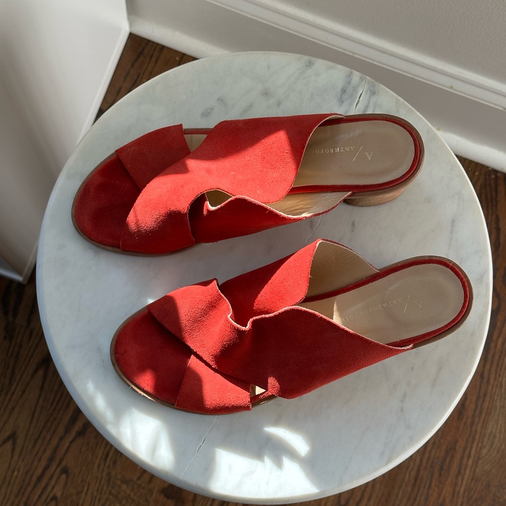 Anthropologie Suede Women's Slide Sandals